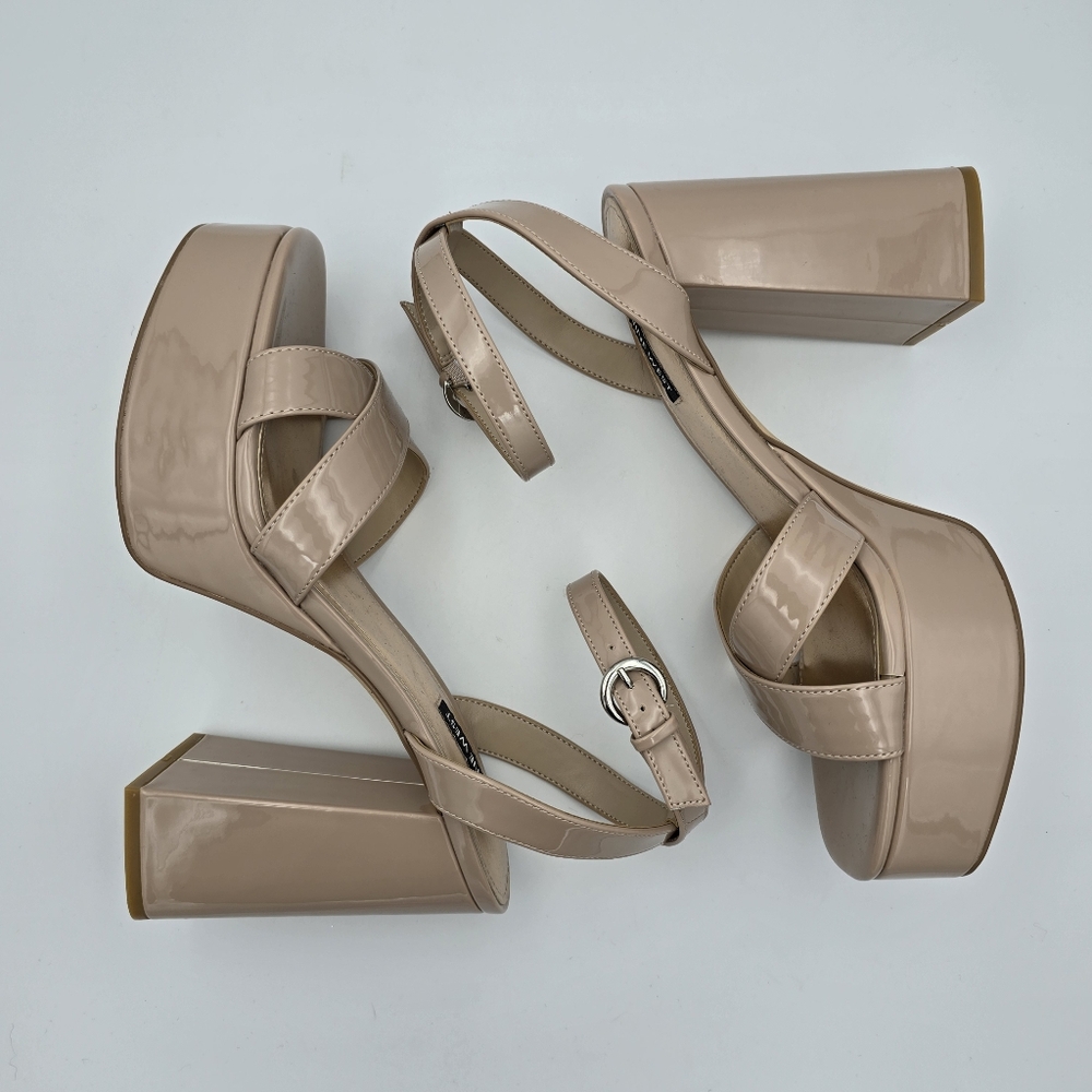 Nine West Joya3 Block Heel Ankle Strap Sandals, Nude, like-new, Size 9M - Picture 15 of 16